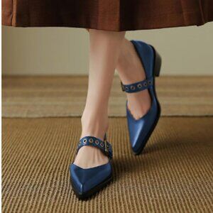 YDN Blue Heels with Strap Detail